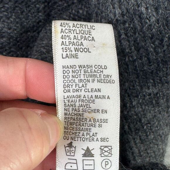 James Perse Sweater Womens 2 Gray Striped Long Line Duster Alpaca Wool Cardigan - Picture 5 of 7